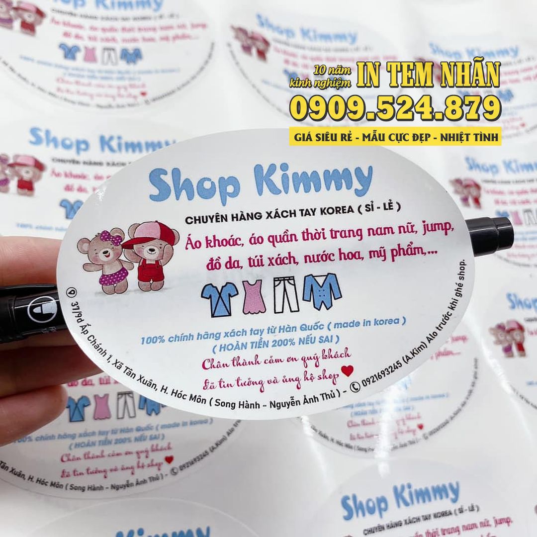 Mẫu Tem Nhãn hàng xách tay Shop Kimmy